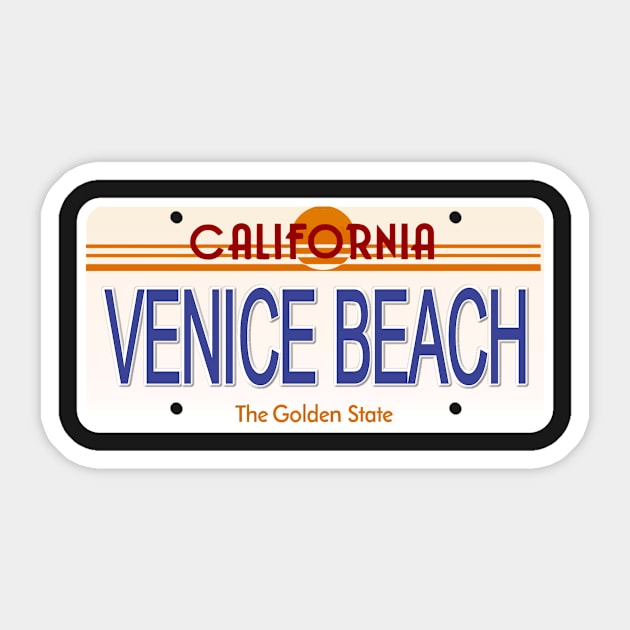 Venice Beach California State License Plate Sticker by Mel's Designs